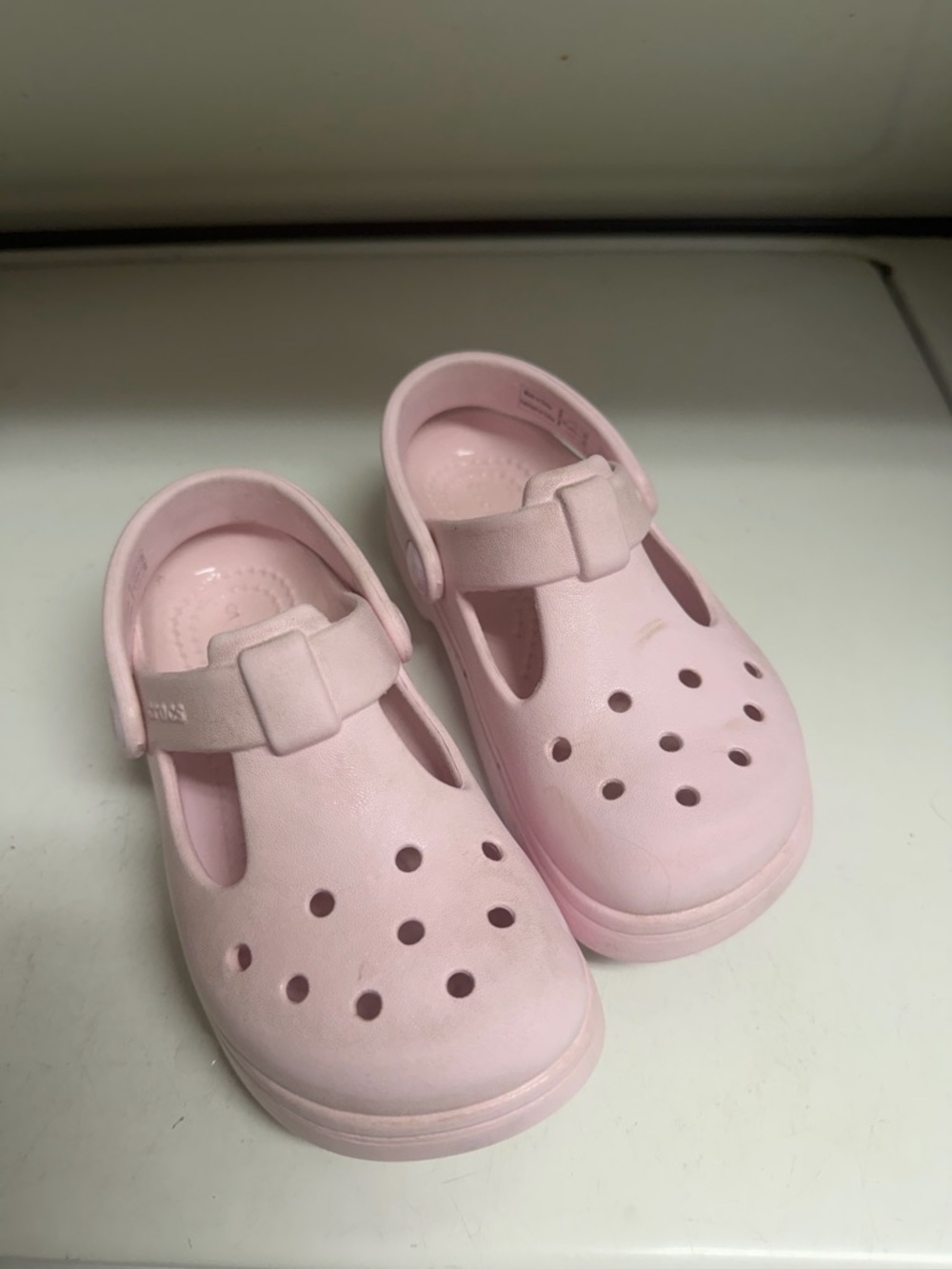 CROCS Kids Light Pink Mary Jane-Style Clogs